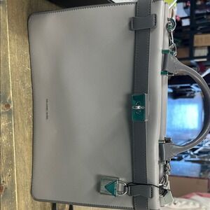 Leather handbag, Michael Kors Tatiana Medium Satchel, Grey